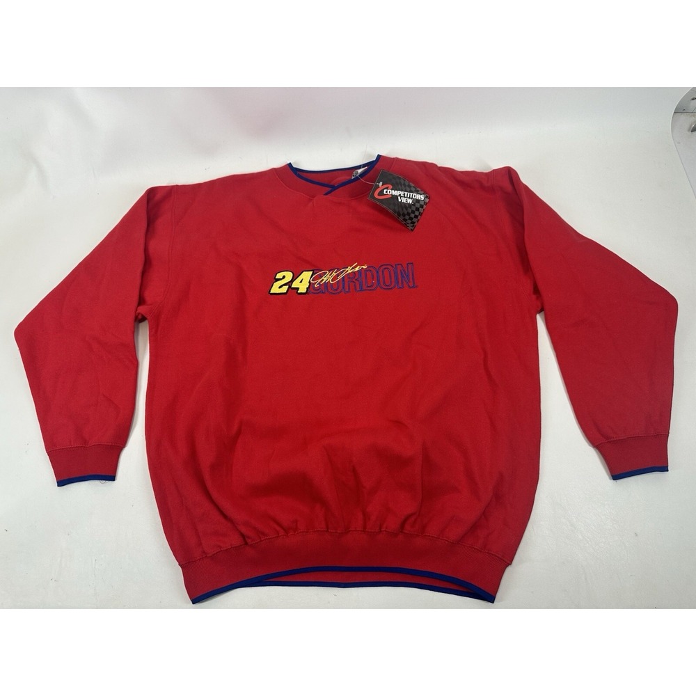 Jeff Gordon Sweatshirt NASCAR‎ Vintage NEW Size L Red Embroidered